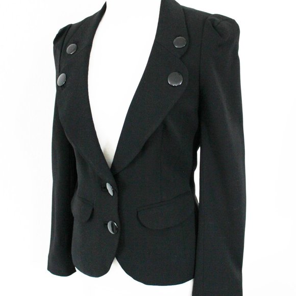 French Connection Navy Wool Vintage Blazer Suit Jacket, Size 4 Fits Like XS or 2 - Picture 6 of 10